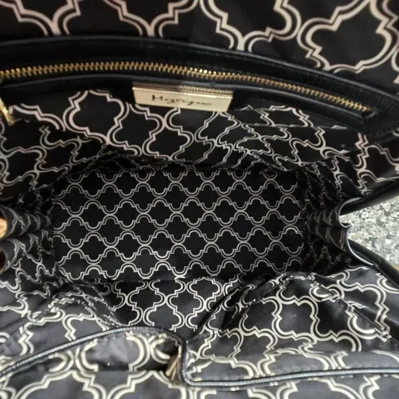 Miztique Black Vegan Backpack Purse/Gold Zipper/snap front pocket/pockets inside - Picture 7 of 9